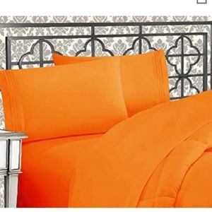 Orange camo queen size bedding set